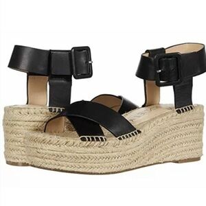 Some Society Black Leather Espadrilles